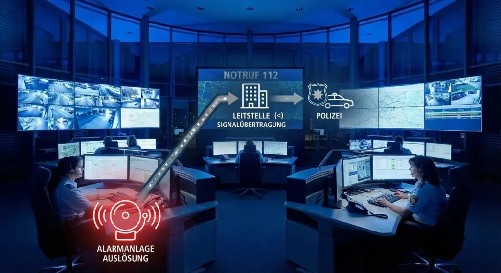 Ablauf einer Alarmaufschaltung auf die Notruf- und Serviceleitstelle