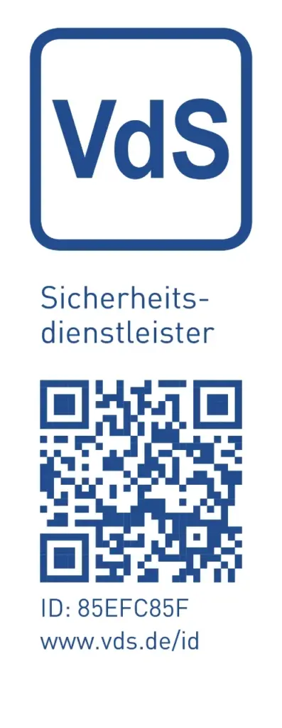Symbol für VdS 3138 zertifizierte Notruf- und Serviceleitstelle